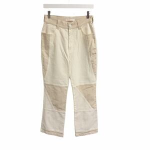See By Chloe Two Tone High Rise Flared Jeans White Beige Womens 28 AS IS